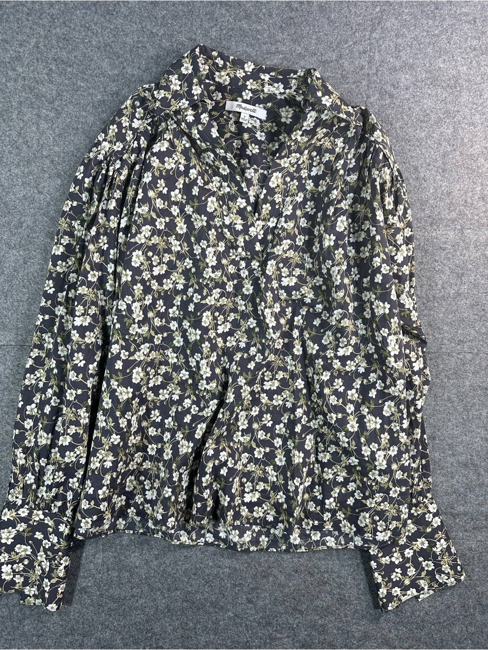 Madewell Floral Blouse Size Small Sheer Puff Sleeve Cottagecore